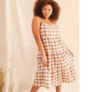 Plaid cami midi plus size dress